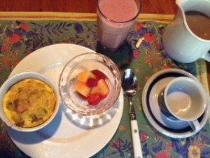 Breakfast casserole w: s-bs+melon