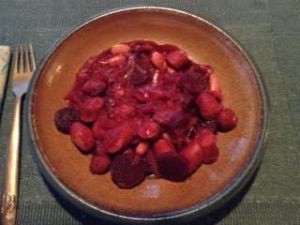 hot dog:kraut in pasta bowl