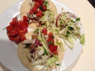 seafood tacos w: slaw &amp; salsa