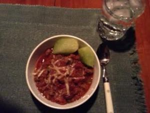venison chili w: melon