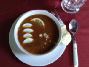 baked bean soup w: grapes & caulifower