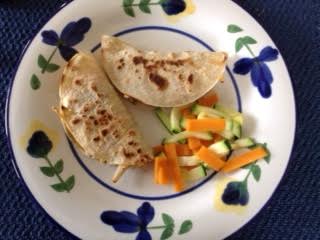 chicken quesadillas w: zucc+yam