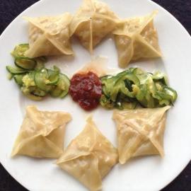 Chicken Momoas w: zucchini