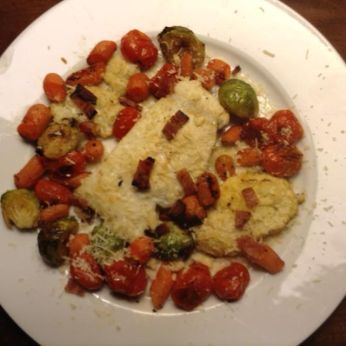 Fish halibut Roasted w: Vegetables