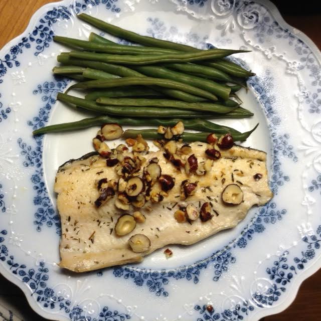 Trout w: hazelnuts + haricots