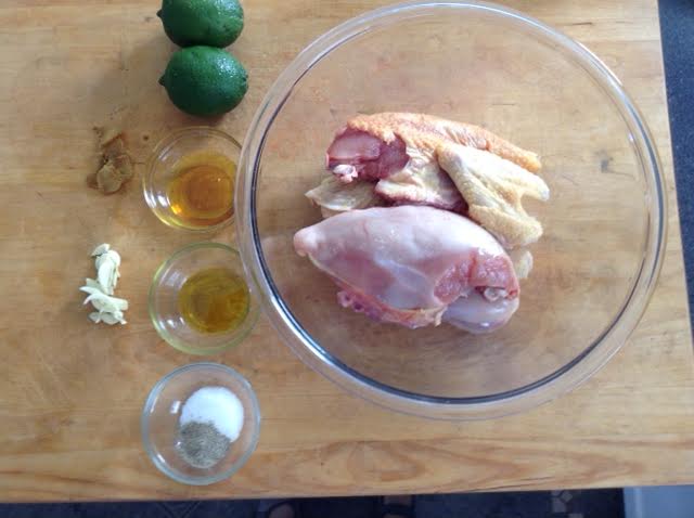 Lime-marinated chicken, mise