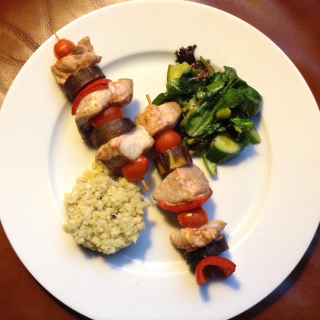 Fish Kabobs w: fresh Polenta