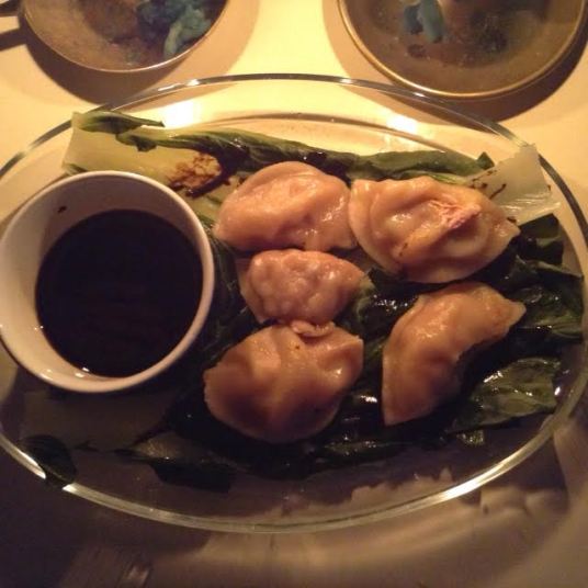 pork dumplings w: bok choy